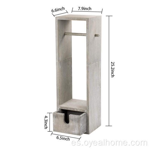 Soporte de papel de papel para el inodoro de madera